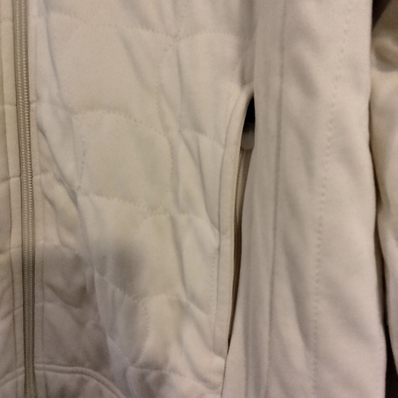 Adidas Womens Full Zip Jacket Coat Warm Soft Sporty Pockets Cream Off White L - Picture 5 of 12